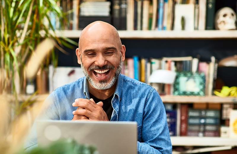 Demo on a laptop with a person