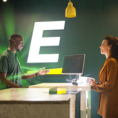 Customer at rental counter