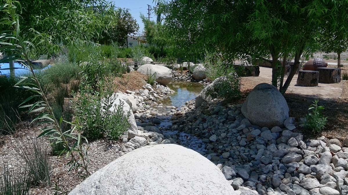 A creek running through the park offers more than tranquility. 