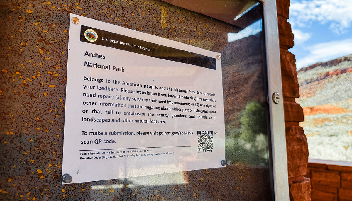 Signs like these signs and QR codes are being placed in national parks, monuments, and historic sites across the country