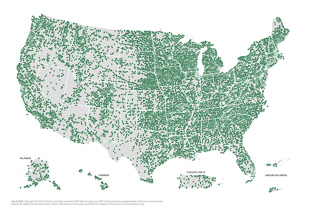 Map: park, trail, playground, or wild place protected by the Land and Water Conservation Fund (LWCF)
