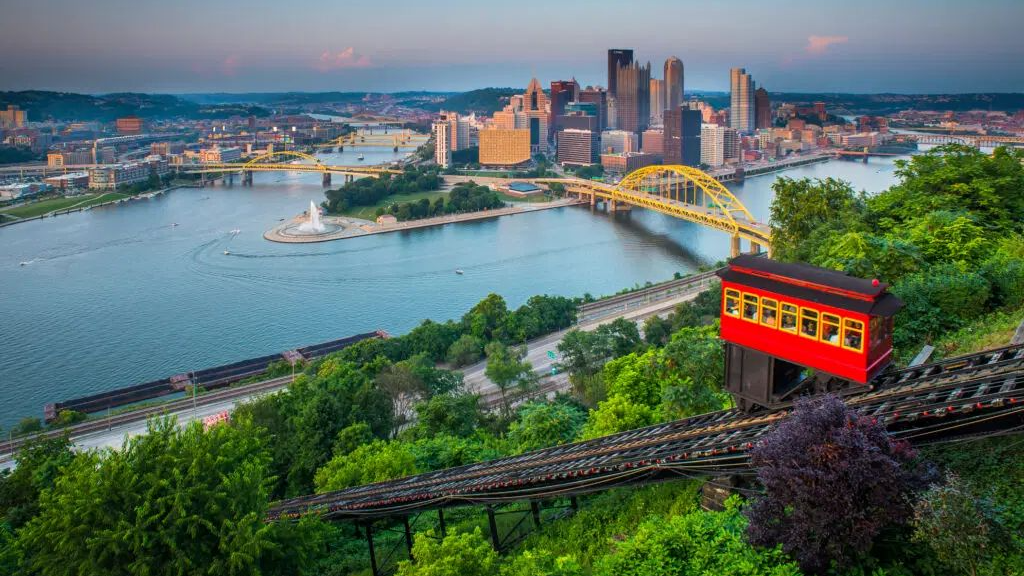 Aerial shot of Pittsburgh, Pennsylvania.
